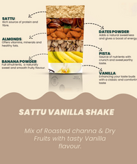 Combo | NoCap Super Saver Healthy Sattu Shakes Pack | Sattu Coffee Hazelnut Shake 220 gm (1), Sattu Vanilla Shake 220 gm (1)