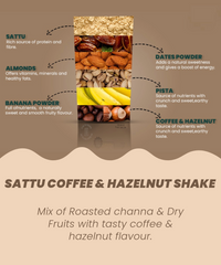 Combo | NoCap Super Saver Healthy Sattu Shakes Pack | Sattu Coffee Hazelnut Shake 220 gm (1), Sattu Vanilla Shake 220 gm (1)