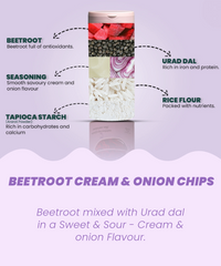 Combo | Beetroot Masala Chips (1)& Beetroot Cream and Onion Chips 150g (2)