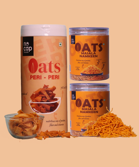 Combo |Oats Peri Peri Chips 150g & Oats Masala Namkeen 150g (2)