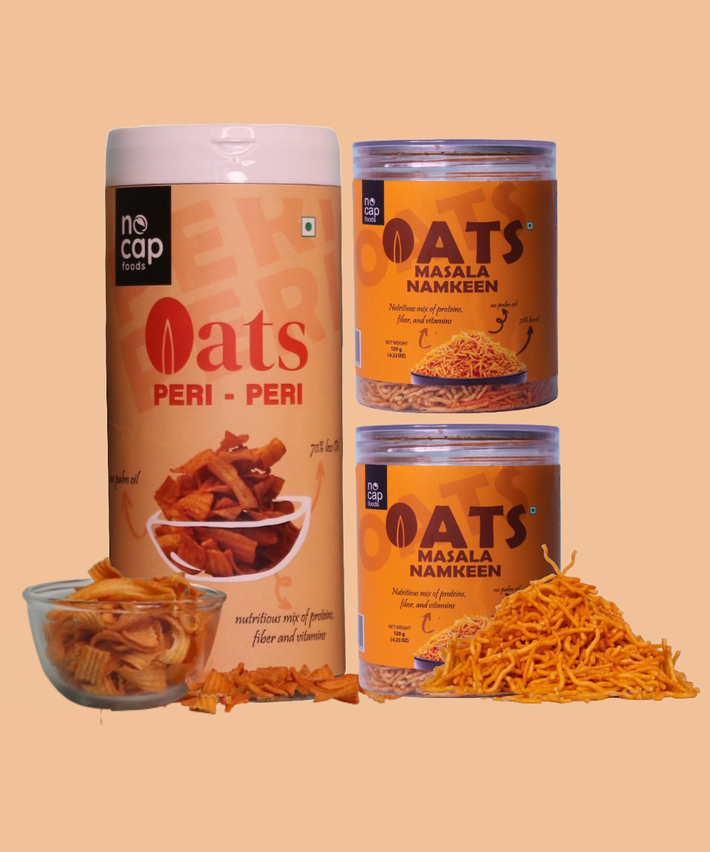 Combo |Oats Peri Peri Chips 150g & Oats Masala Namkeen 120g (2)