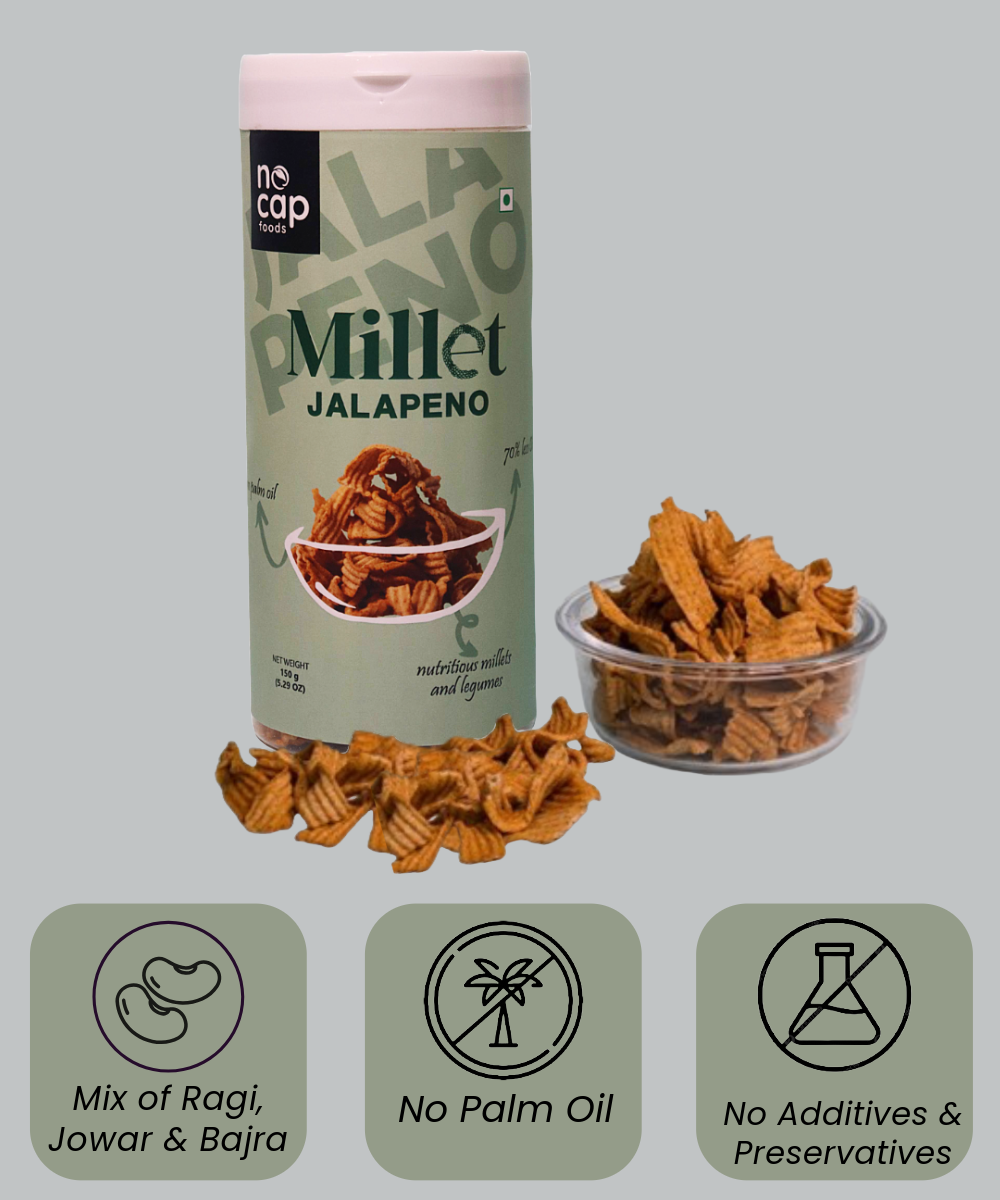 Combo | Millets Jalapeno Chips 150g & Millet Tandoori Namkeen 120g (2)