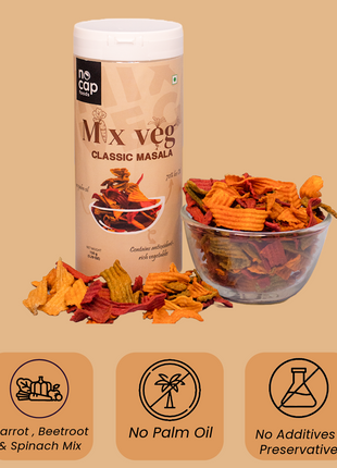 Combo | Beetroot Masala Chips , Oats Masala Namkeen 120gm & Mix Veg Classic Masala Chips 150g,