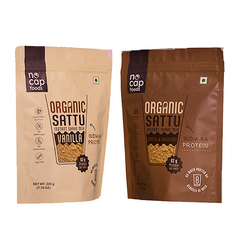 Combo | NoCap Super Saver Healthy Sattu Shakes Pack | Sattu Coffee Hazelnut Shake  220 gm (1), Sattu Vanilla Shake 220 gm (1)