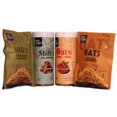 Combo of 4 | Oats & Millets | Oats Chips 150gm (1), Oats Namkeen 50 gm (1) , Millet Jalapeno Chips 150gm (1)Millet Namkeen 50 gm (1)