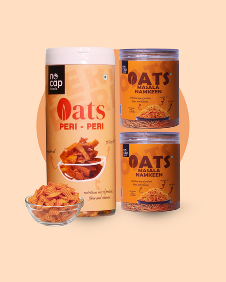 Combo |Oats Peri Peri Chips 150g & Oats Masala Namkeen 150g (2)